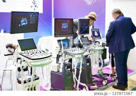 Visitors at medical exhibition Visitors at medical exhibition 137871567