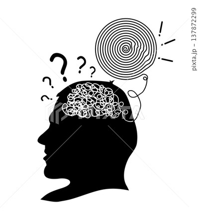 Abstraction: a person thinks, thoughts are the brain . vector illustration. hand drawn. Not AI 137872299