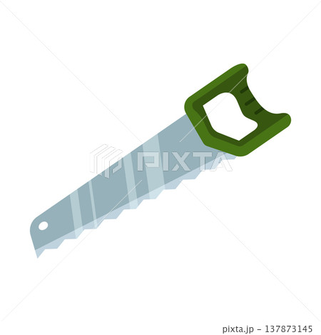 Hand saw. Isolated vector illustration in flat cartoon style. 137873145