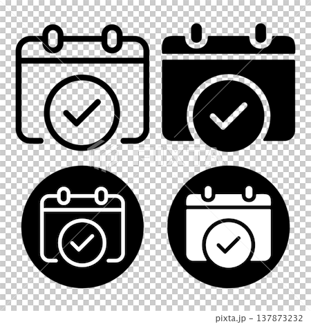 Check Calendar Icon Set 137873232