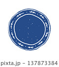 Hand drawn vector plate in blue. Whimsical retro style tableware illustration. Silhouette of a plate in a hand-drawn flat sketch style  137873384