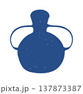 Blue silhouette of a Greek antique vase. Ancient amphora in sketch style. Vector illustration. Antique jug icon. 137873387
