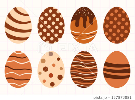 Vector chocolate eggs with different patterns, egg shapes for package design Vector chocolate eggs with different patterns, egg shapes for package design 137873881