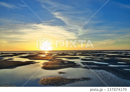 Sunset Pool Of Water 137874170