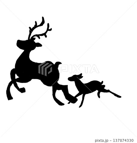 親子の鹿のシルエット 動物家族のシンプルアイコン 137874330
