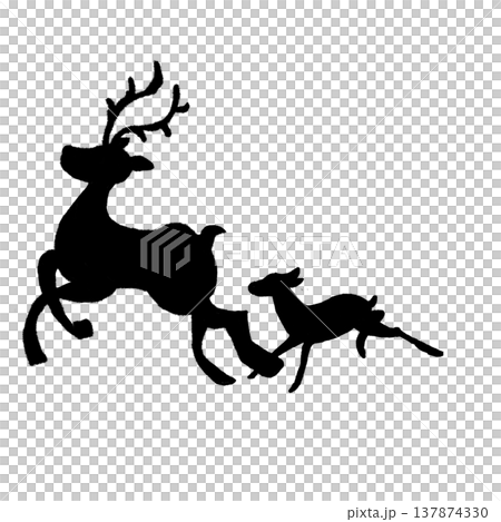 親子の鹿のシルエット 動物家族のシンプルアイコン 137874330