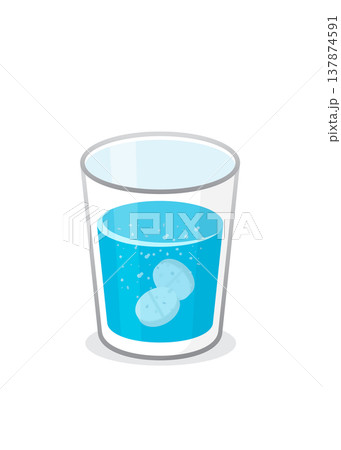 Effervescent tablets in glass of water. Aspirine, healthy medicine stock illustration. Effervescent tablets in glass of water. Aspirine, healthy medicine stock illustration. 137874591