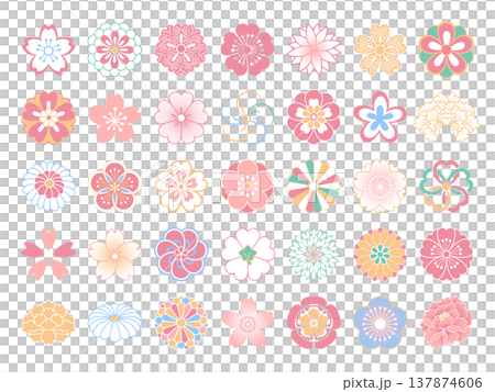 春の日本の花のシンボルセット 春の日本の花のシンボルセット 137874606