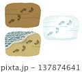 いろいろな場所と足跡のイラスト　砂浜・土・雪 137874641
