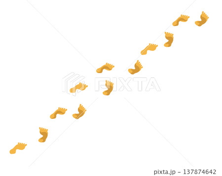 続く足跡の手描き風イラスト 137874642