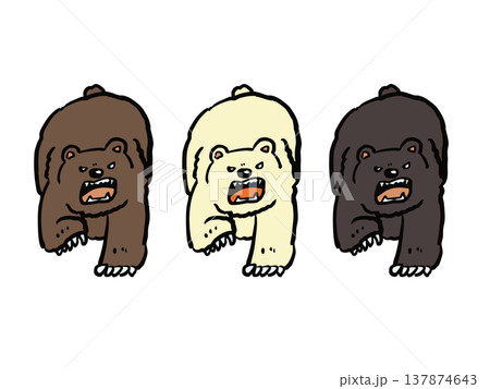 威嚇しているクマのイラストセット 137874643