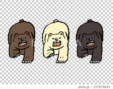 威嚇しているクマのイラストセット 137874643