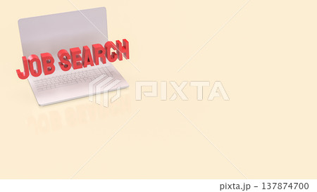 Job Search Text Emerging From Laptop Screen Online Career Recruitment Concept 3d render. 137874700
