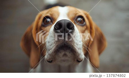 ビーグル犬　顔アップ 137874802