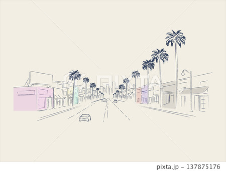 Minimal Line Illustration of Melrose Avenue . Minimal Line Illustration of Melrose Avenue . 137875176