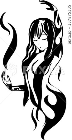 タロット - マジシャンのカードモチーフ・炎・魔法使いのトライバルアート タロット - マジシャンのカードモチーフ・炎・魔法使いのトライバルアート 137875335