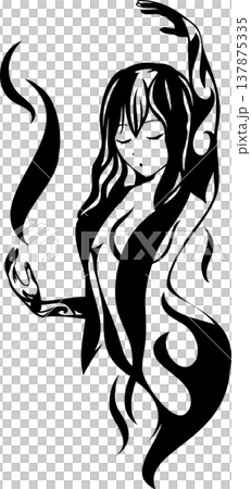 タロット - マジシャンのカードモチーフ・炎・魔法使いのトライバルアート タロット - マジシャンのカードモチーフ・炎・魔法使いのトライバルアート 137875335
