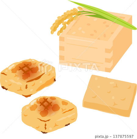 焼いた玄米餅 137875597