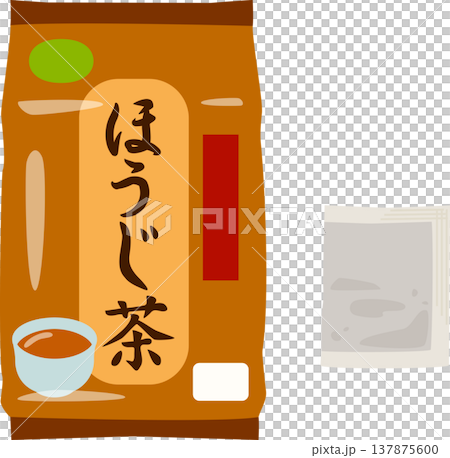 袋裝烘焙綠茶和茶包 袋裝烘焙綠茶和茶包 137875600