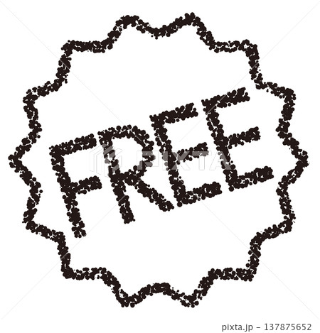クレヨン素材　手描きのスタンプ風文字　FREE 137875652