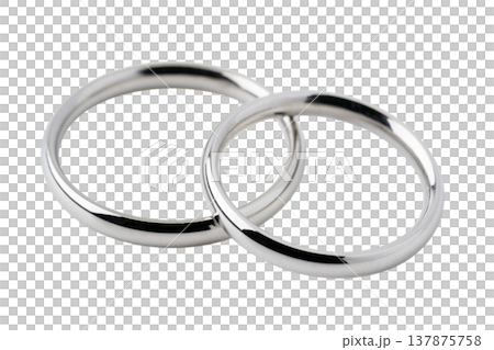兩枚簡單的銀戒指(結婚戒指),背景透明(PNG)。 兩枚簡單的銀戒指(結婚戒指),背景透明(PNG)。 137875758