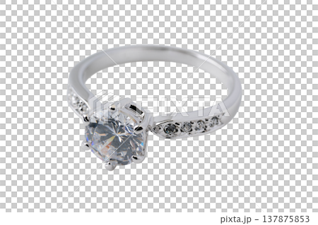 A diamond engagement ring on a transparent background (PNG) 137875853