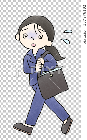 A hand-drawn illustration of a pale-faced woman in a suit. 137876192