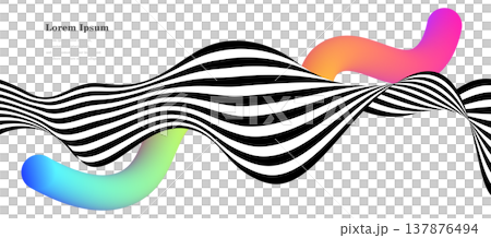 Geometric Abstract Stripes Waves Water Colorful Background 137876494