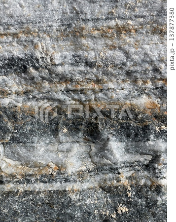Detailed Geological Features. Striated Rock Displays Mineral Veins And Natural Layering Patterns Clearly 137877380