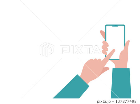 スマートフォンを持つ手（右）のベクターイラスト素材 137877498