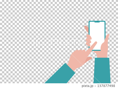 スマートフォンを持つ手（右）のベクターイラスト素材 137877498