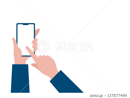 スマートフォンを持つ手（左）のベクターイラスト素材 137877499