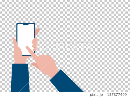 スマートフォンを持つ手（左）のベクターイラスト素材 137877499