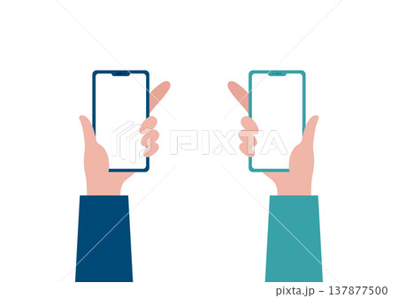 スマートフォンを持つ手（左右）のベクターイラスト素材セット 137877500
