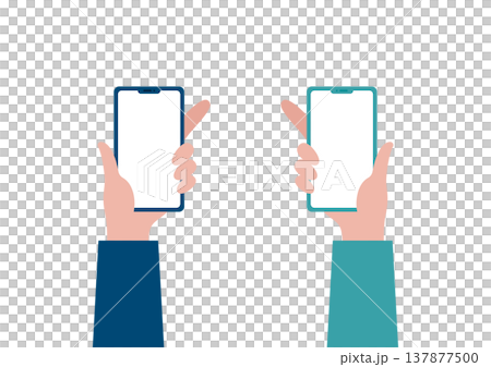 スマートフォンを持つ手（左右）のベクターイラスト素材セット 137877500