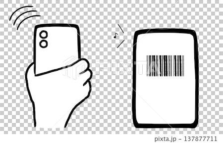 A simple, hand-drawn illustration of a smartphone scanning a barcode. A simple, hand-drawn illustration of a smartphone scanning a barcode. 137877711