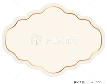 Classic vintage label with elegant gold frame and beige background. Decorative badge for premium packaging, wedding invitations and boutique branding Classic vintage label with elegant gold frame and beige background. Decorative badge for premium packaging, wedding invitations and boutique branding 137877738