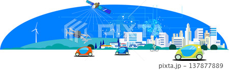未来のスマートシティと次世代テクノロジーのベクターイラスト(AI、ドローン、自動運転、再生可能エネル 未来のスマートシティと次世代テクノロジーのベクターイラスト(AI、ドローン、自動運転、再生可能エネル 137877889