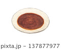 小皿に入った醤油　水彩色鉛筆イラスト 137877977