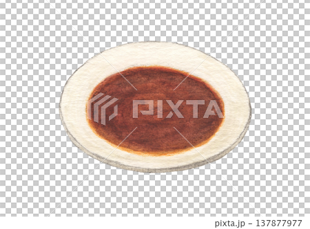小皿に入った醤油　水彩色鉛筆イラスト 137877977