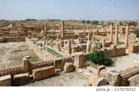 Ruins of ancient Roman settlement of Sufetula in Sbeitla, Tunisia Ruins of ancient Roman settlement of Sufetula in Sbeitla, Tunisia 137878032