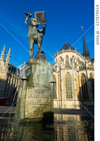 Leuven - Fountain of wisdom or Fonske is statue as symbol. Belgium 137878414
