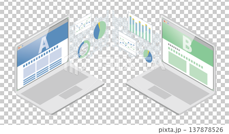 ノートPCで比較するABテストのイメージ 137878526