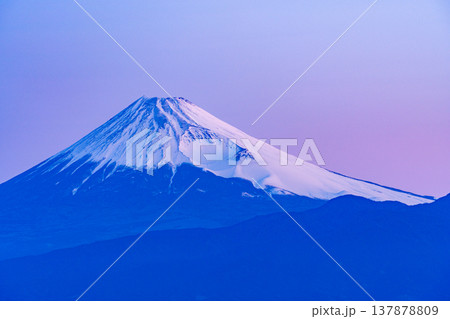(静岡県)達磨山高原から、夜明けの富士山を望む (静岡県)達磨山高原から、夜明けの富士山を望む 137878809