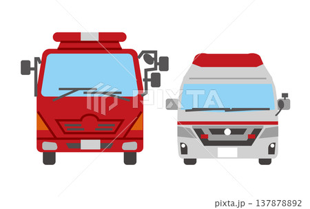 消防車と救急車の正面イラストセット 137878892