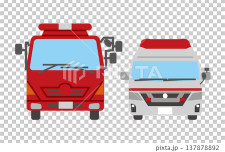 消防車と救急車の正面イラストセット 137878892