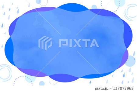 水彩風の雨のシンプルなフレーム6_横 137878968