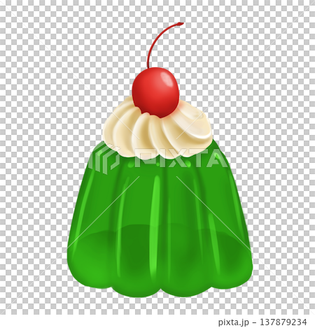 レトロなメロンゼリー(さくらんぼとホイップクリーム付き)スイーツイラスト レトロなメロンゼリー(さくらんぼとホイップクリーム付き)スイーツイラスト 137879234