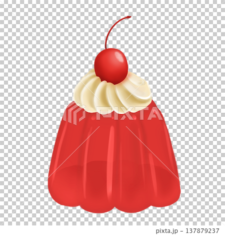 レトロないちごゼリー(さくらんぼとホイップクリーム付き)スイーツイラスト レトロないちごゼリー(さくらんぼとホイップクリーム付き)スイーツイラスト 137879237