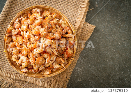 dried shrimps or dried salted prawn 137879510